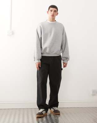 Collusion Boxy Crop Oversized Sweatshirt In Gray