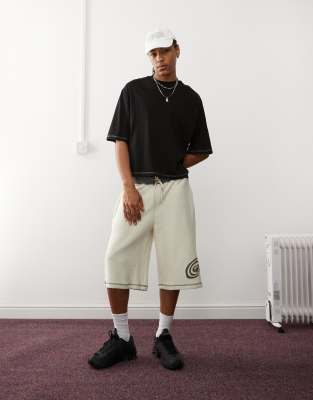 Collusion Boxy Crop T-shirt In Black