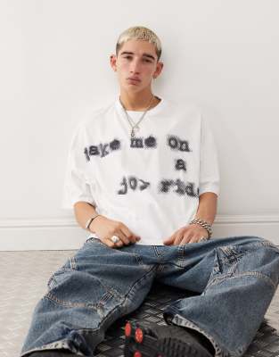 Collusion Boxy Crop T-shirt In White
