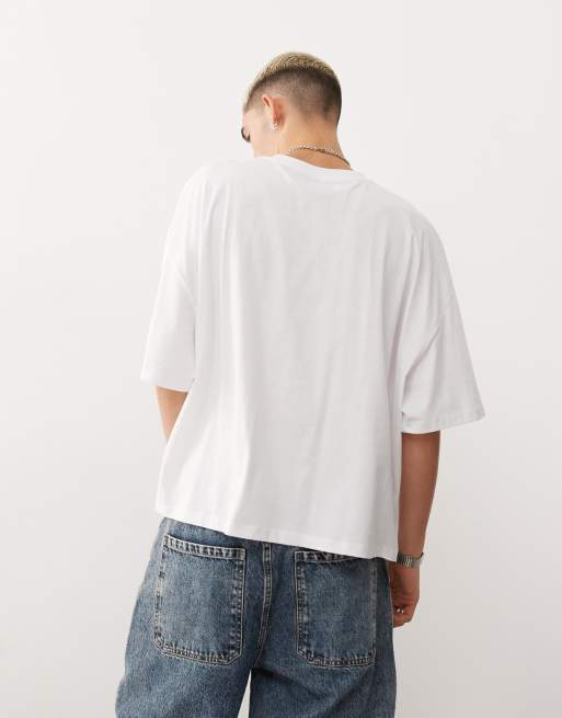 COLLUSION boxy crop t-shirt in ecru with joyride print, 2 of 4