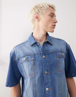 COLLUSION DENIM BOXY SHIRT