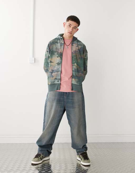 COLLUSION Boxy fit hoodie in camo with print in lightweight jersey, 2 of 4