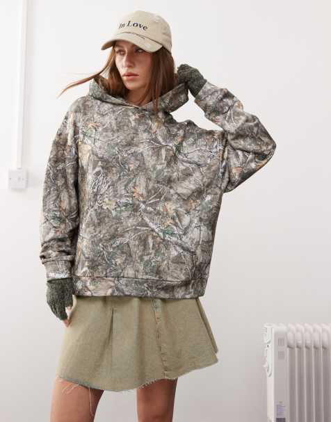 COLLUSION boxy fit hoodie in washed woodland - view 1