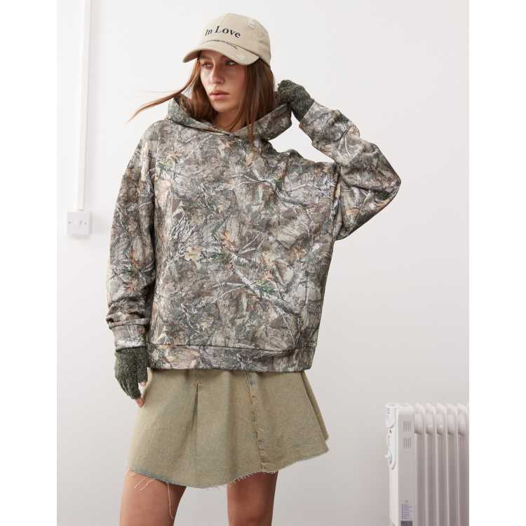 COLLUSION boxy fit hoodie in washed woodland | ASOS