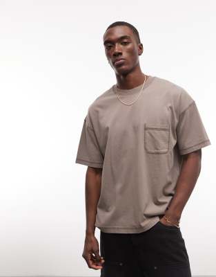 Collusion Boxy Flatlock Detail T-shirt In Gray