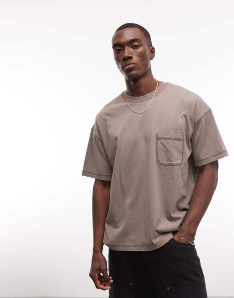 COLLUSION boxy flatlock detail t-shirt in mocha - view 1