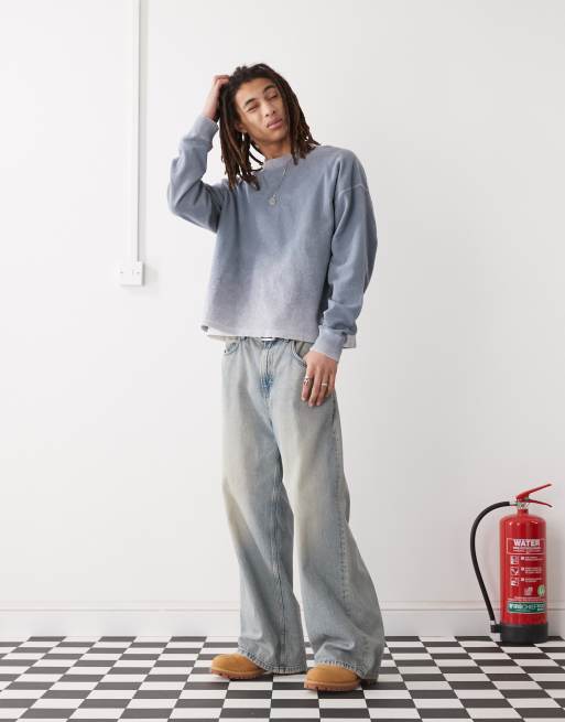 COLLUSION boxy fleece fabric sweatshirt in gray