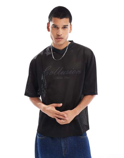 COLLUSION boxy football t-shirt in black - view 1