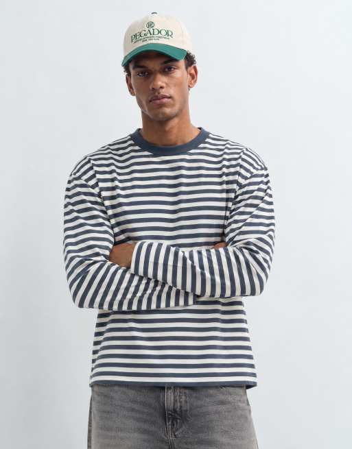 COLLUSION boxy heavyweight long sleeve t-shirt in mono stripe, 10 of 10