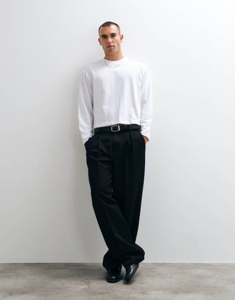 COLLUSION boxy heavyweight long sleeve T-shirt in white - view 1