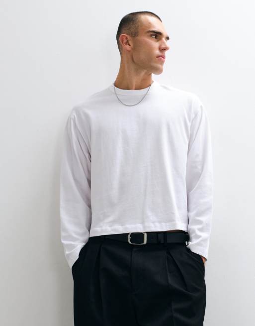 COLLUSION boxy heavyweight long sleeve t-shirt in white, 5 of 5