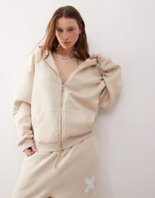 boxy hoodie in oatmeal heather - part of a set-White