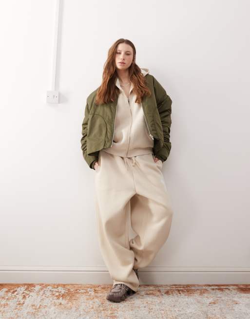 COLLUSION Boxy hoodie in oatmeal marl co-ord
