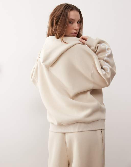 COLLUSION Boxy hoodie in oatmeal marl co-ord