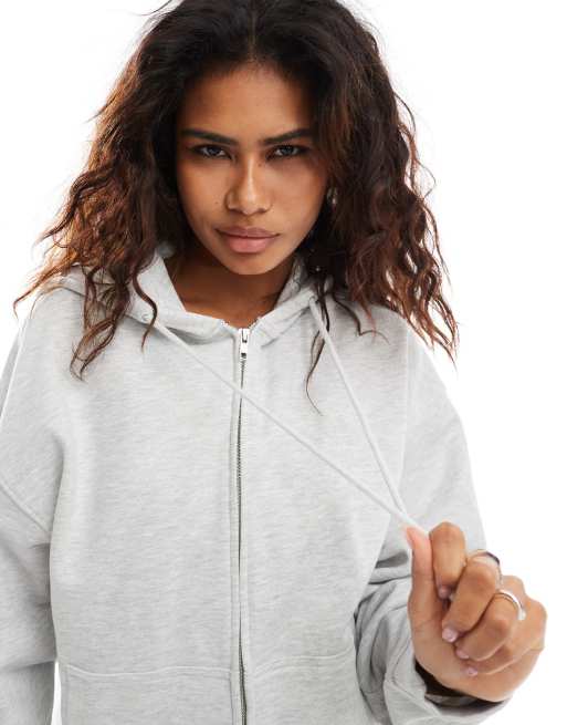COLLUSION - Boxy hoodie met rits in gemêleerd grijs, 3 van 4
