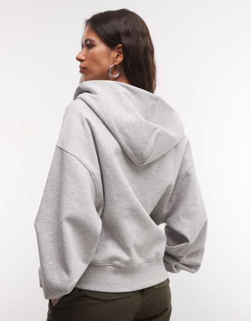 COLLUSION - Boxy hoodie met rits in gemêleerd grijs, 4 van 4