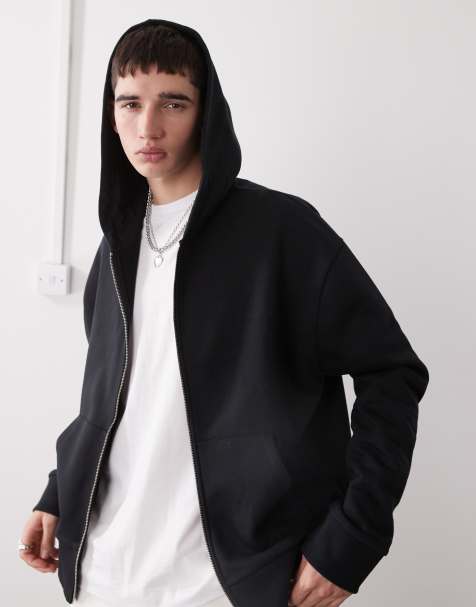 COLLUSION - Boxy hoodie met rits in zwart - view 1