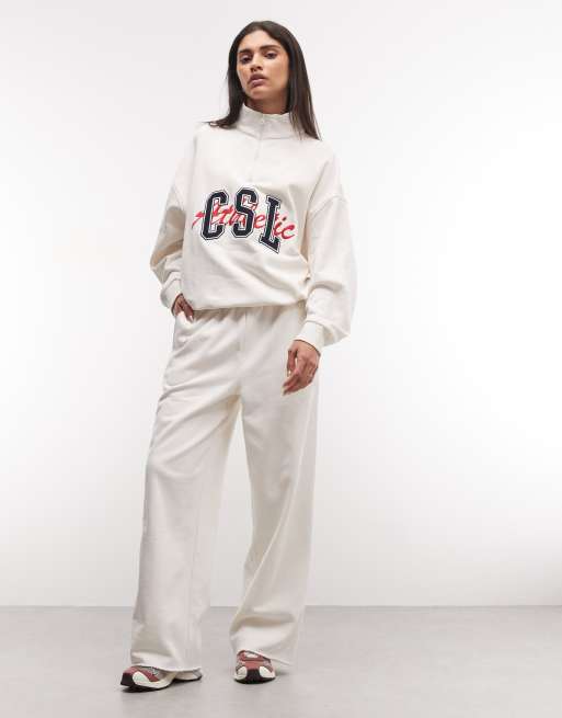 COLLUSION boxy hoodie with varsity embroidery in ecru (Part of a set), 2 of 4