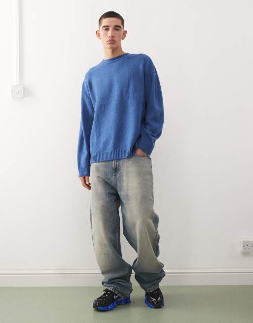 COLLUSION - Gebreide sweater met rechte pasvorm in blauw