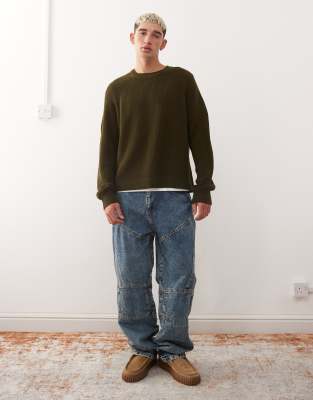 Collusion Boxy Knit Sweater In Green