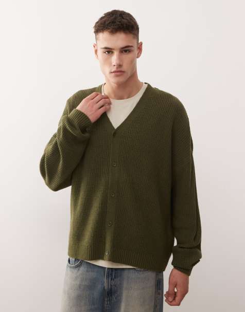 COLLUSION Boxy knitted cardigan in green - view 1