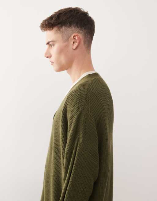 COLLUSION Boxy knitted cardigan in green