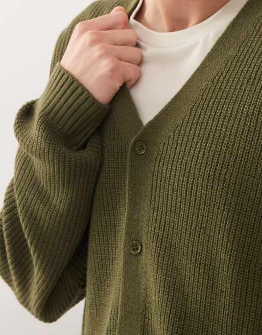 COLLUSION Boxy knitted cardigan in green, 5 of 5