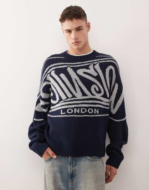 COLLUSION Boxy knitted sweat jumper in blue - view 1