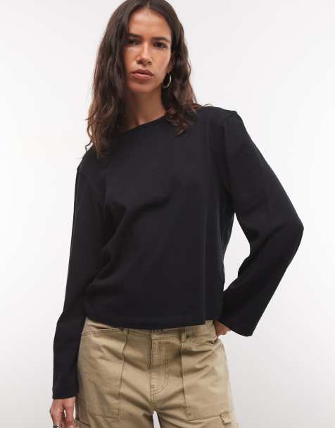 COLLUSION boxy langærmet T-shirt i sort - view 1