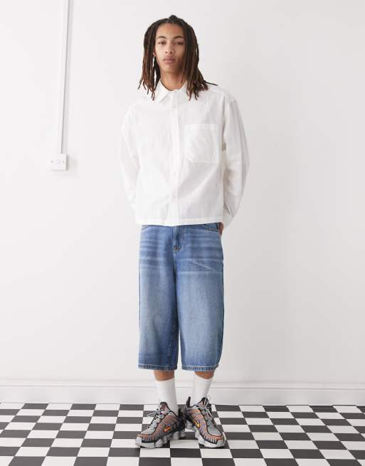 COLLUSION boxy linen-blend long sleeve shirt in white, 2 of 4