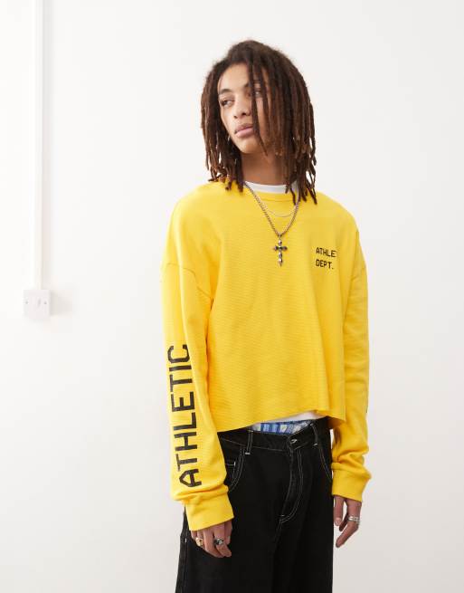 COLLUSION Boxy long sleeve athletic football t-shirt in yellow