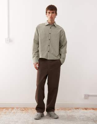 Collusion Boxy Long Sleeve Stripe Shirt In Yellow
