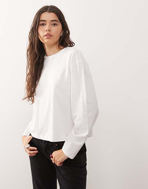 COLLUSION boxy long sleeve t-shirt in white - view 1