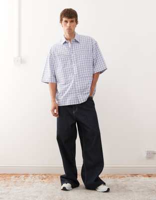 Collusion Boxy Oversized Check Shirt In Gray