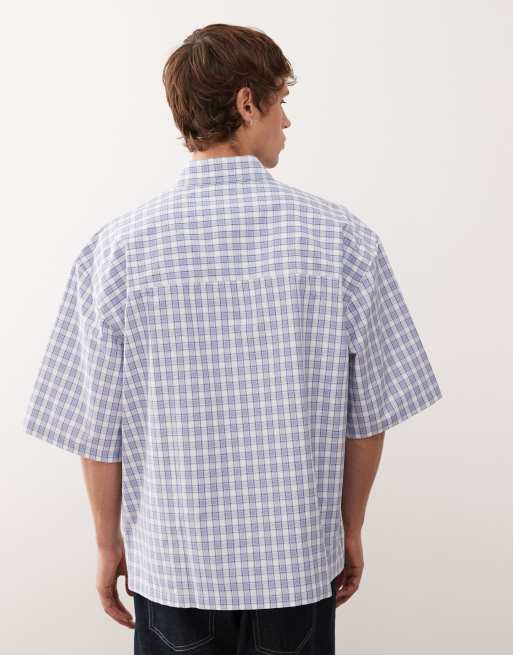 COLLUSION boxy oversized check shirt in blue | ASOS