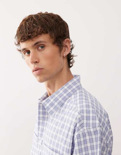 COLLUSION boxy oversized check shirt in blue | ASOS