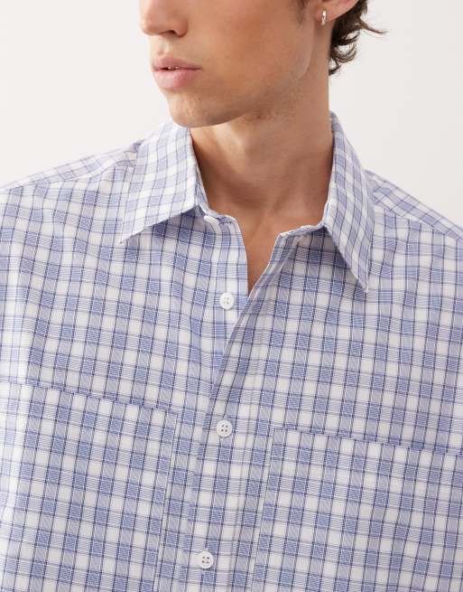 【KOOLOSET】Dimension Over Check Shirt COLLUSION boxy oversized check shirt in blue | ASOS