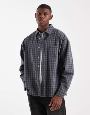 Collusion Boxy Oversized Long Sleeve Shirt In Gray