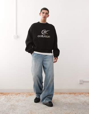 Collusion Boxy Oversized Sweatshirt In Black