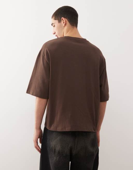 COLLUSION Boxy oversized T-shirt with logo in brown, 3 of 5