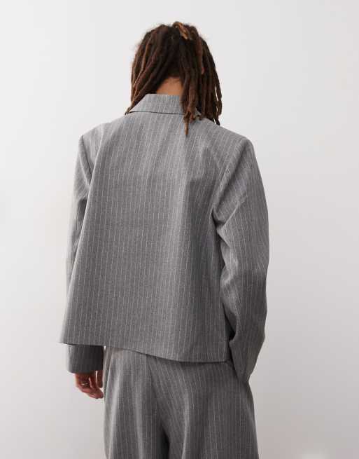 COLLUSION boxy pinstriped blazer in stone - part of. aset