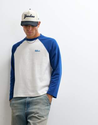 Collusion Boxy Raglan Tee In Blue