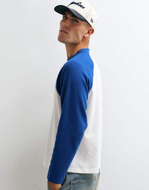 COLLUSION boxy raglan tee in white + blue, 3 of 5