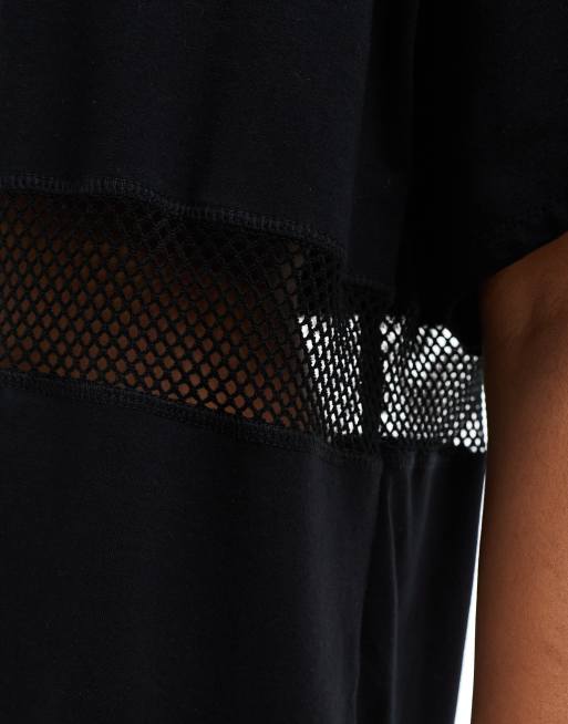COLLUSION - Boxy romper met V-hals en sportmesh-detail in zwart, 3 van 4