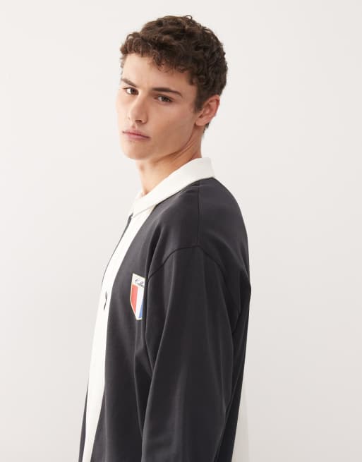 COLLUSION boxy rugby polo top in blocked stripe, 4 of 5