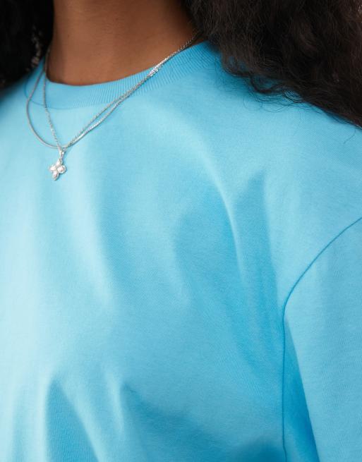 COLLUSION boxy short sleeve t-shirt in aqua blue, 3 of 4