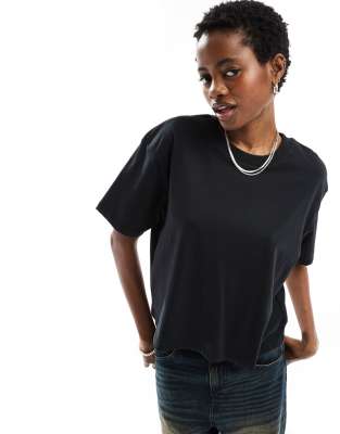 Collusion Boxy Short Sleeve T-shirt In Black