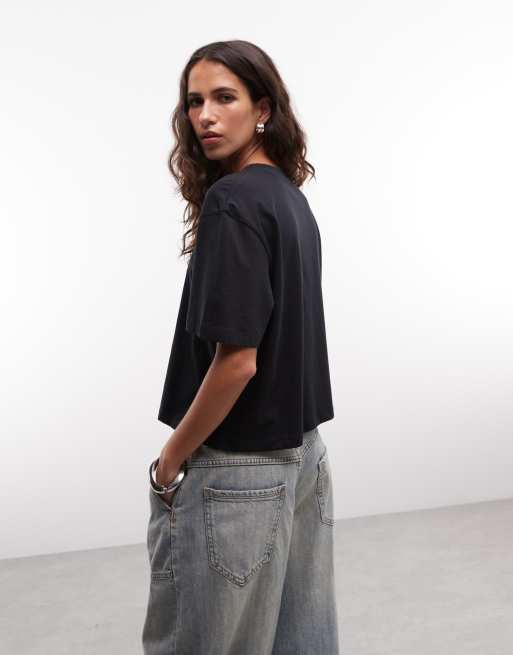 COLLUSION boxy short sleeve t-shirt in black, 3 of 4