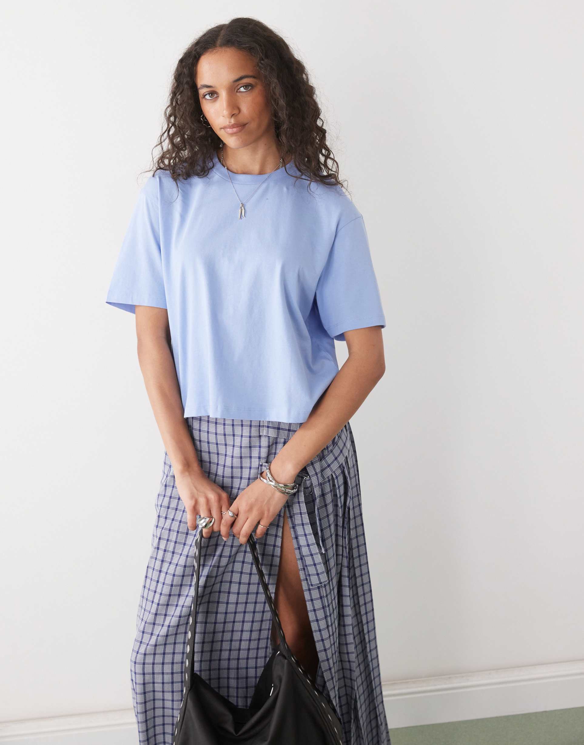 collusion boxy short sleeve t-shirt in blue