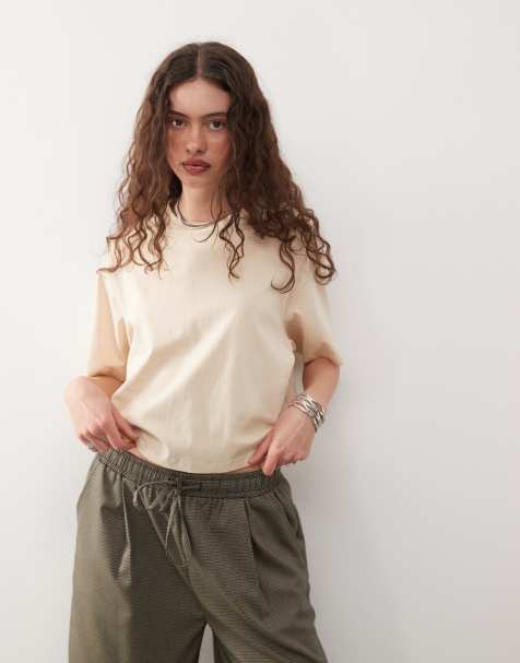 COLLUSION boxy short sleeve t-shirt in buttermilk yellow - view 1